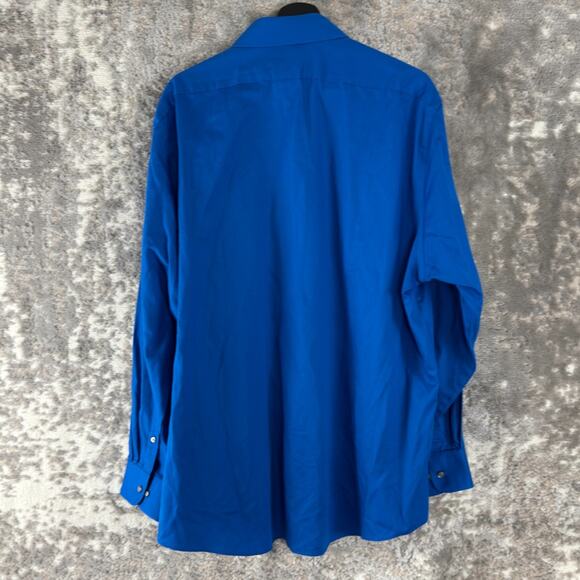 Van Heusen Sz 18 34/35 Lux Sateen Minimalist Casual Button Shirt Royal Blue - Picture 4 of 8
